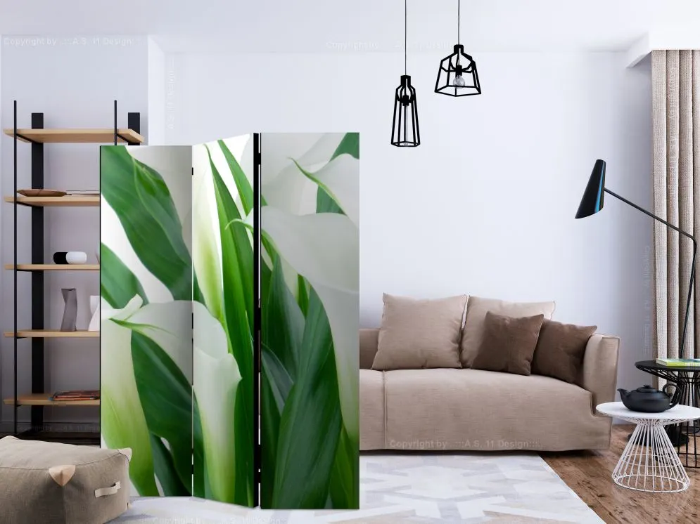 Parawan akustyczny Kwiaty 135x172 cm 3-częściowy zielony | MIRAT.