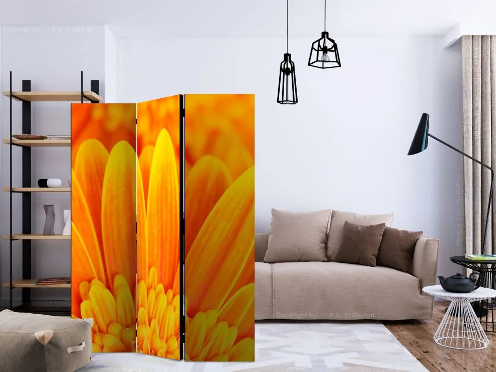 Parawan dwustronny Kwiaty 135x172 cm 3-częściowy pomarańczowy | MIRAT.