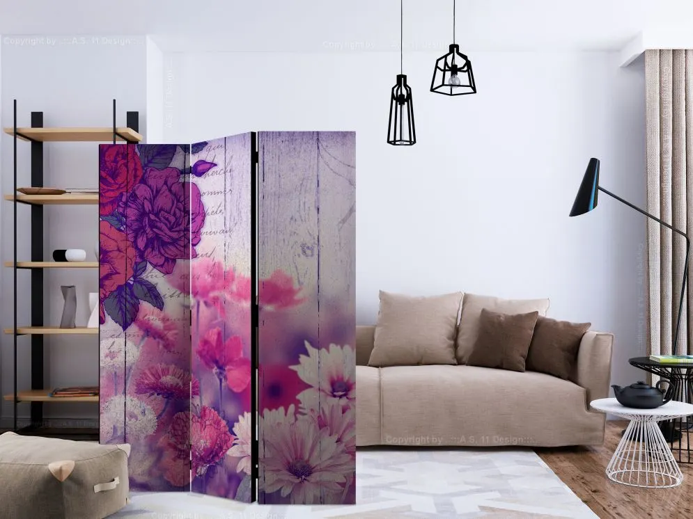 Parawan akustyczny Kwiaty 135x172 cm 3-częściowy wielokolorowy | MIRAT.