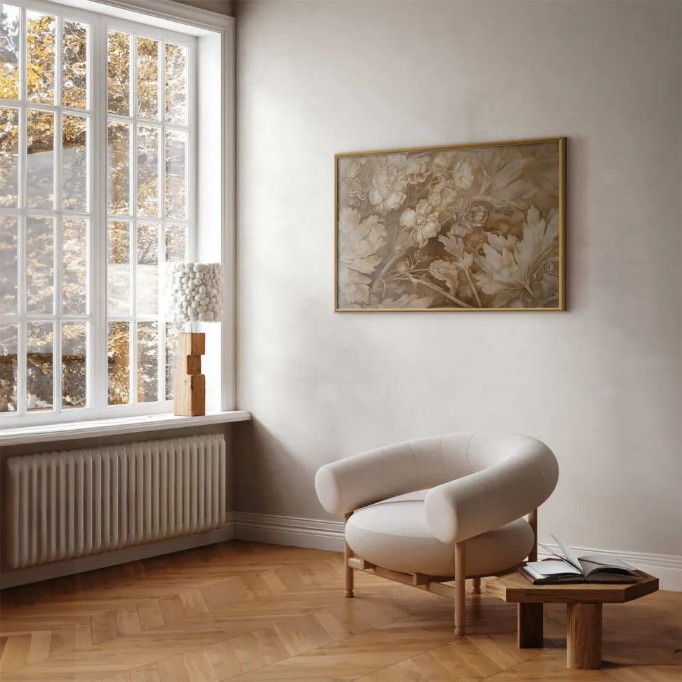 Plakat Ornamenty roślinno-kwiatowe 90x60 cm z ramą złotą bez marginesu | MIRAT.