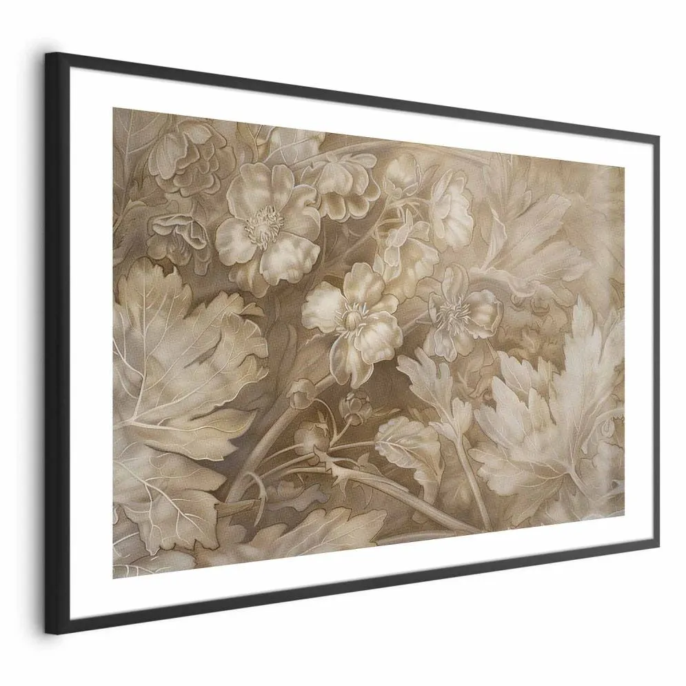 Plakat Ornamenty roślinno-kwiatowe 30x21 cm z ramą czarną z marginesem | MIRAT.