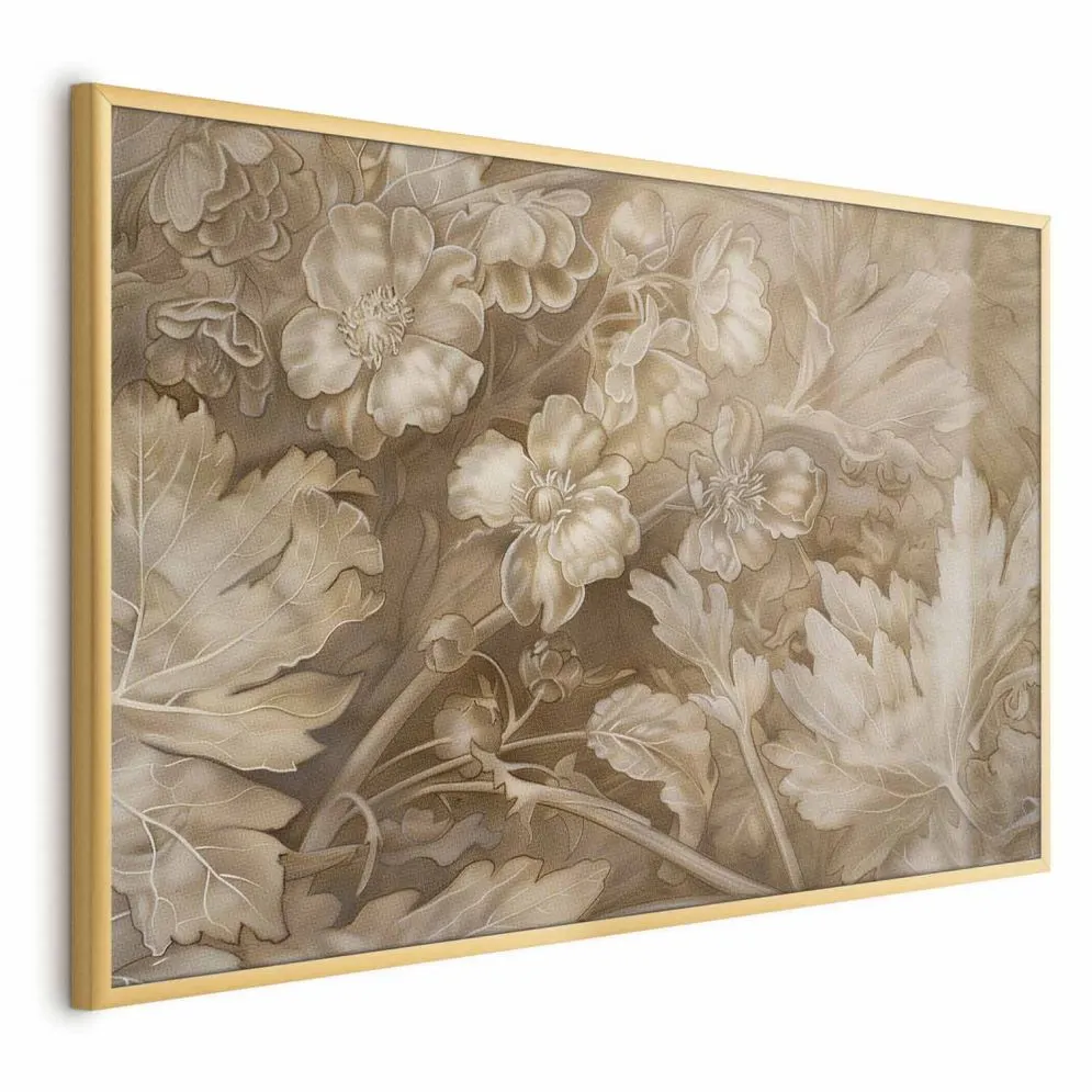 Plakat Ornamenty roślinno-kwiatowe 90x60 cm z ramą złotą bez marginesu | MIRAT.