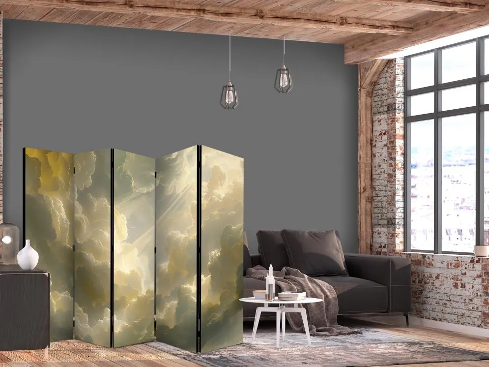 Parawan akustyczny Pejzaże 225x172 cm 3-częściowy żółty | MIRAT.