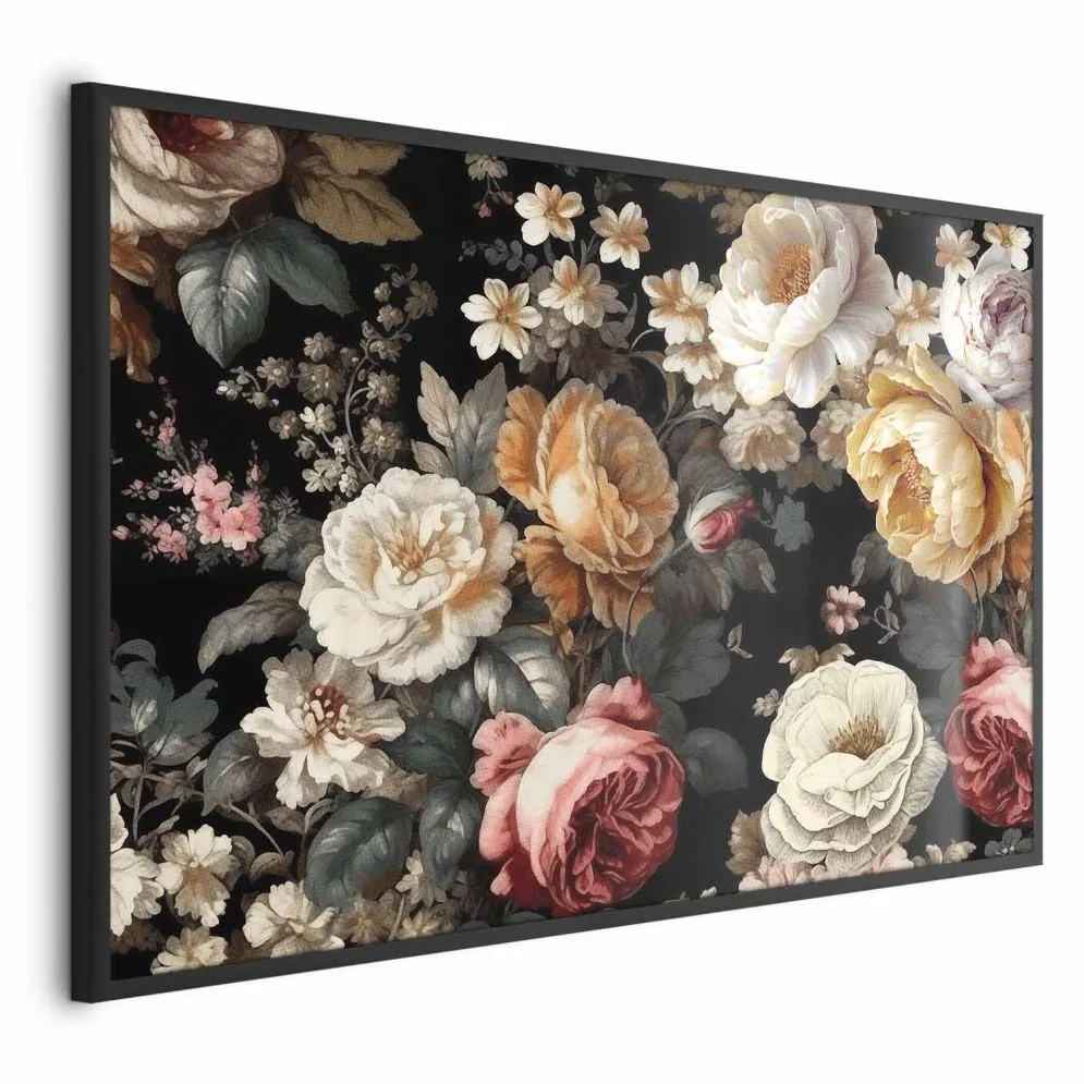 Plakat Kolorowe kwiaty 60x40 cm z ramą czarną bez marginesu | MIRAT.