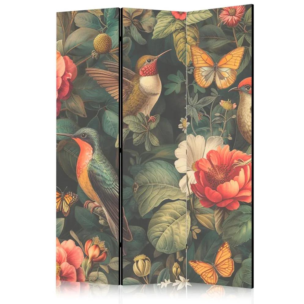 Parawan akustyczny Kwiaty 135x172 cm 3-częściowy szary | MIRAT.