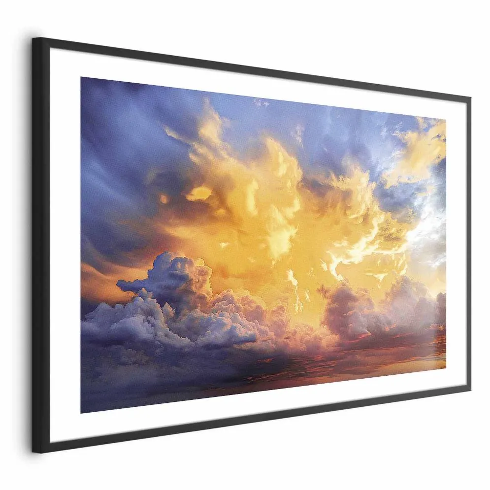 Plakat Zachód słońca 42x29,7 cm z ramą czarną z marginesem | MIRAT.