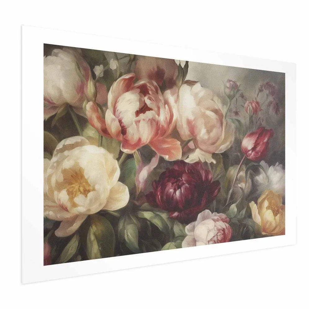 Plakat Piwonie 90x60 cm bez ramy z marginesem | MIRAT.