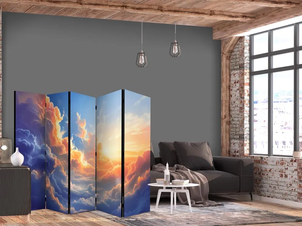 Parawan dwustronny Pejzaże 225x172 cm 5-częściowy szary | MIRAT.