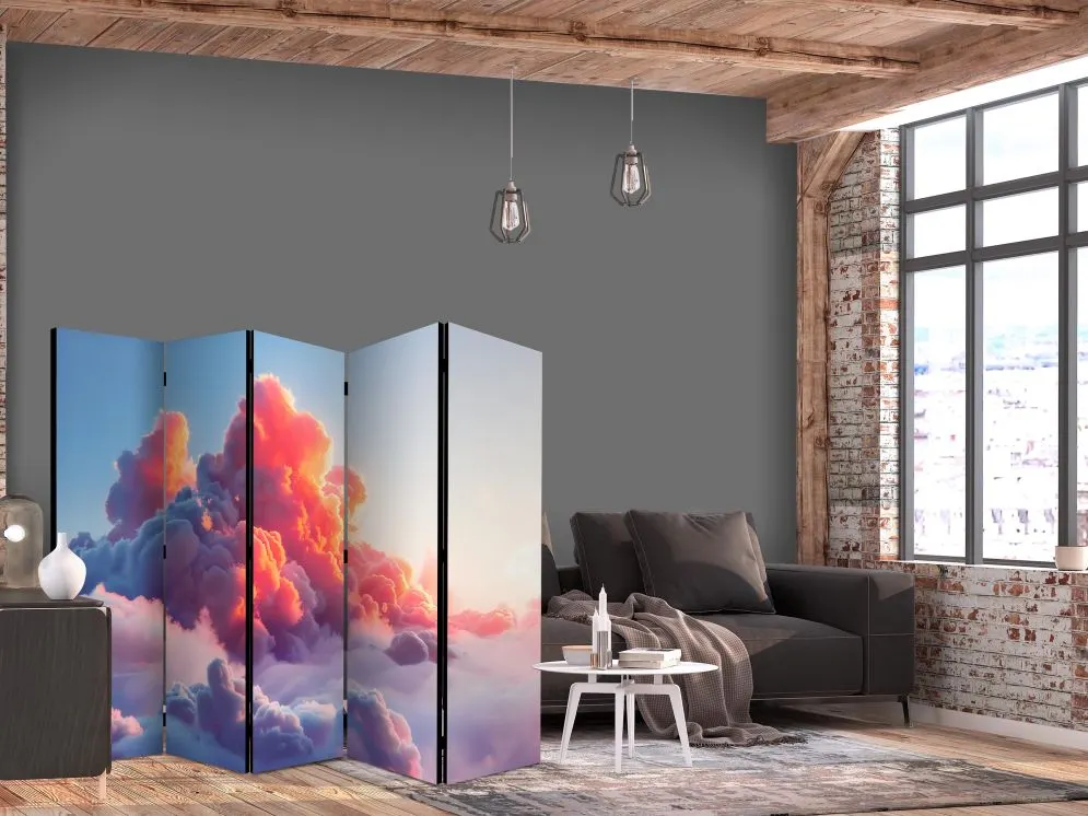 Parawan dwustronny Pejzaże 225x172 cm 5-częściowy szary | MIRAT.