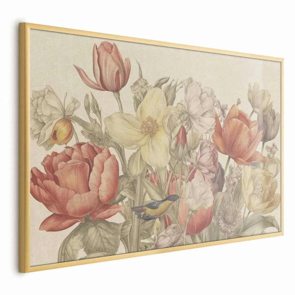 Plakat Bukiet 30x21 cm z ramą złotą bez marginesu | MIRAT.