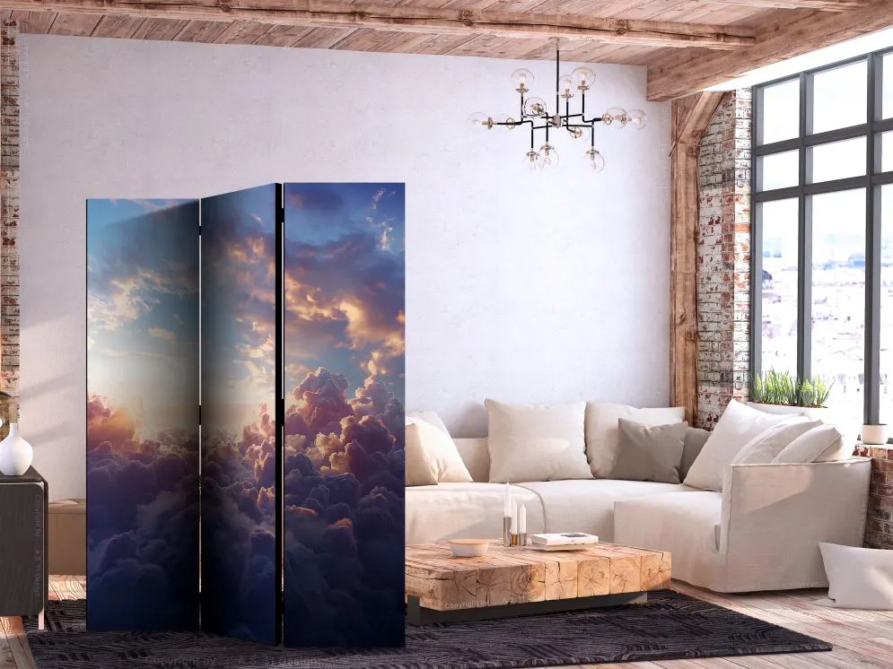 Parawan dwustronny Pejzaże 135x172 cm 3-częściowy niebieski | MIRAT.