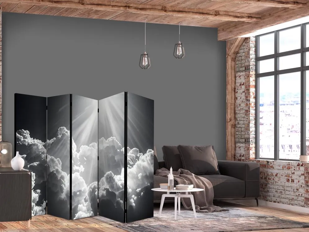 Parawan jednostronny Pejzaże 225x172 cm 5-częściowy czarny | MIRAT.