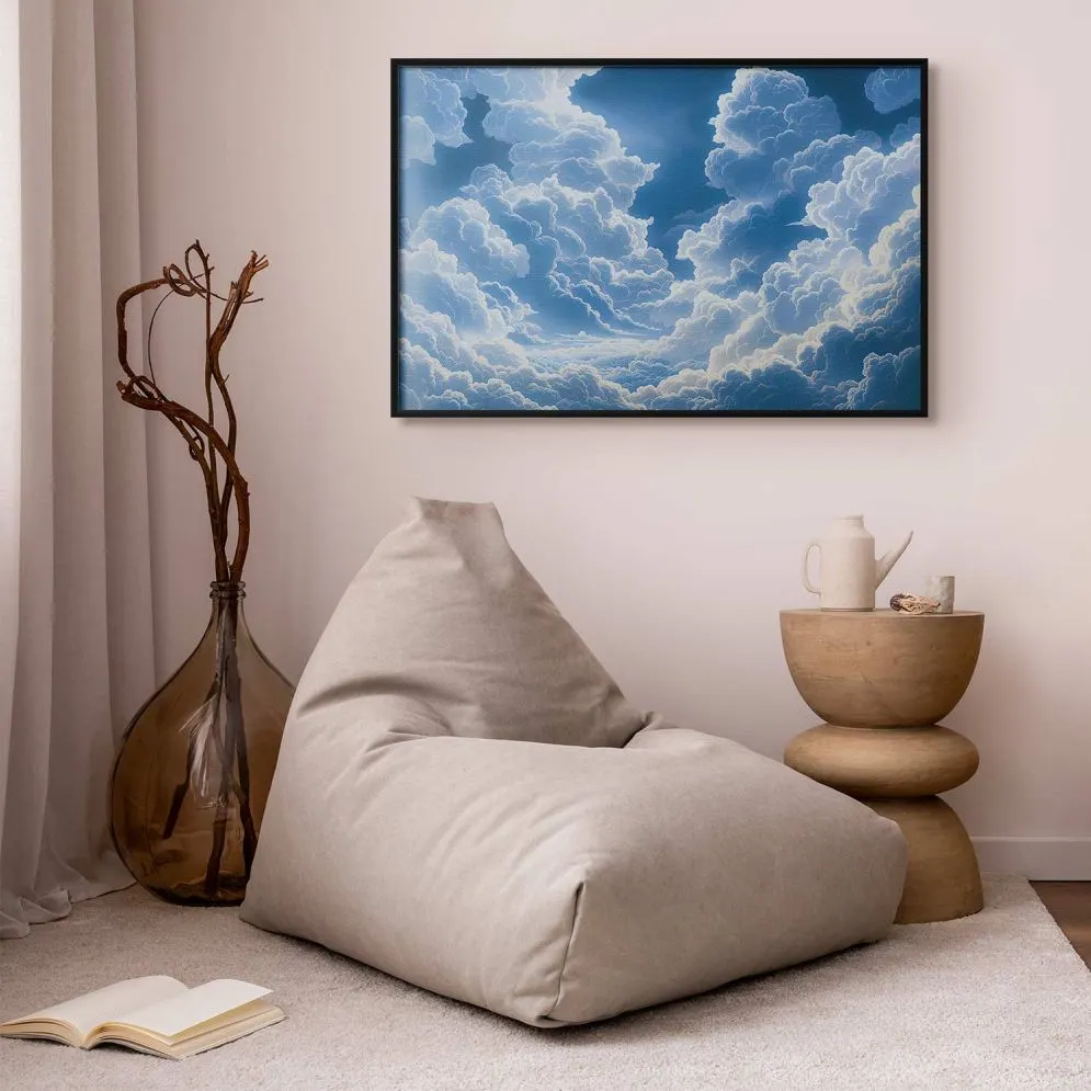 Plakat Niebo i puchate chmury 30x21 cm z ramą czarną bez marginesu | MIRAT.