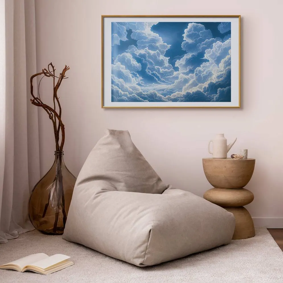 Plakat Niebo i puchate chmury 60x40 cm z ramą złotą z marginesem | MIRAT.