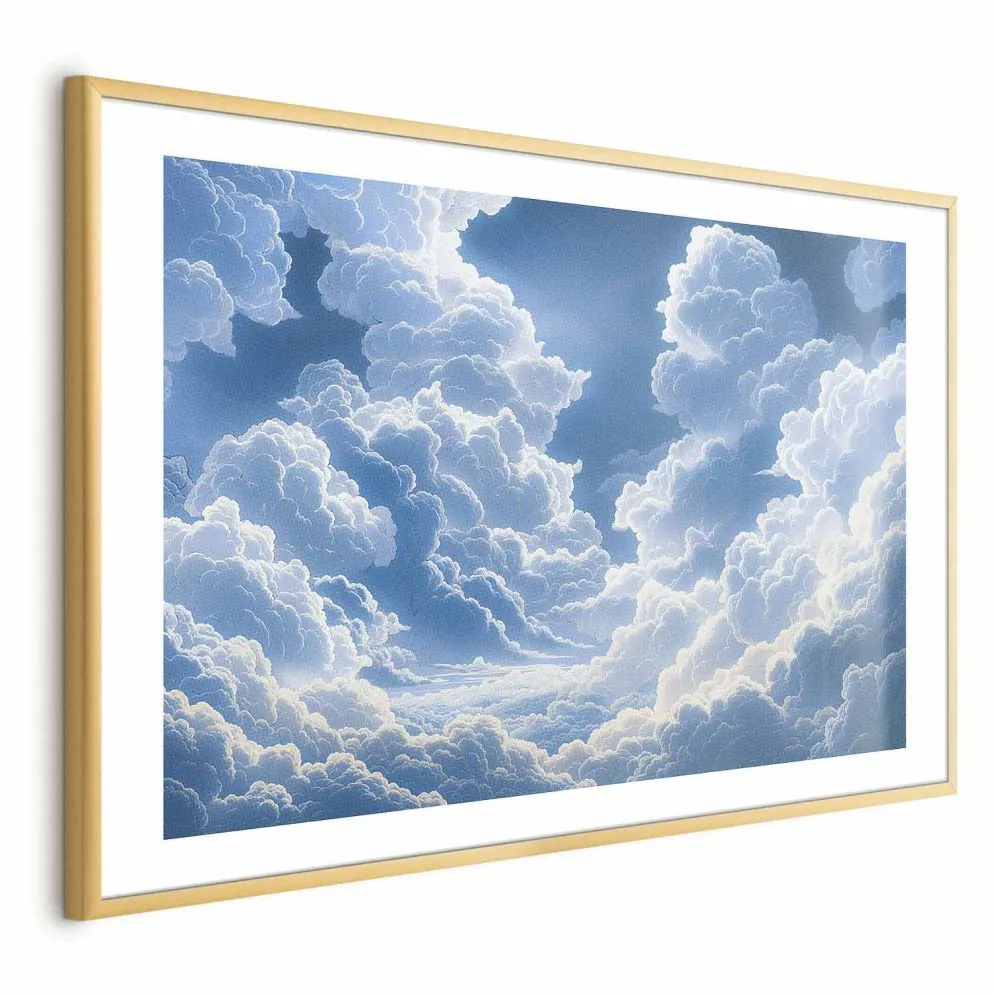 Plakat Niebo i puchate chmury 60x40 cm z ramą złotą z marginesem | MIRAT.