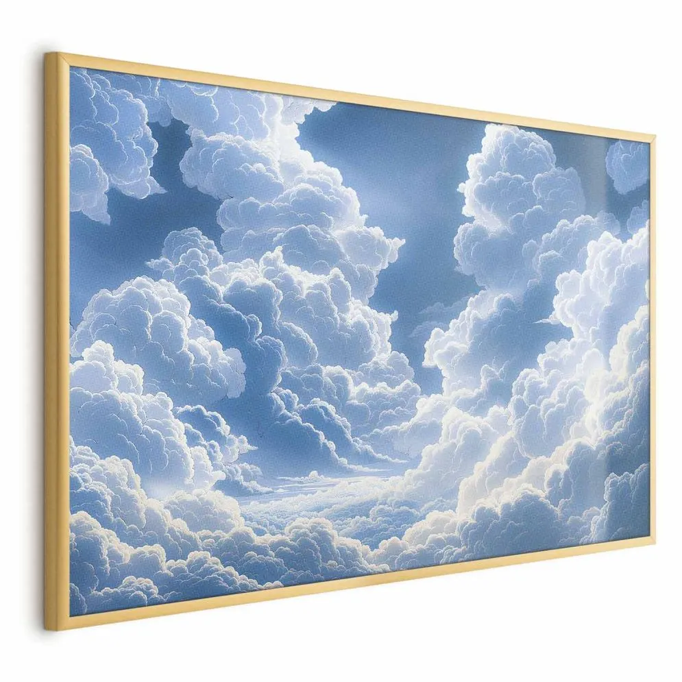 Plakat Niebo i puchate chmury 30x21 cm z ramą złotą bez marginesu | MIRAT.