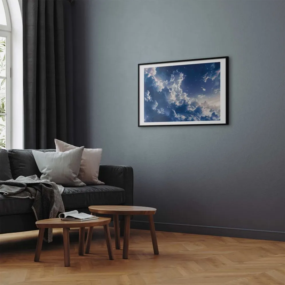 Plakat Gwiezdne chmury 30x21 cm z ramą czarną z marginesem | MIRAT.