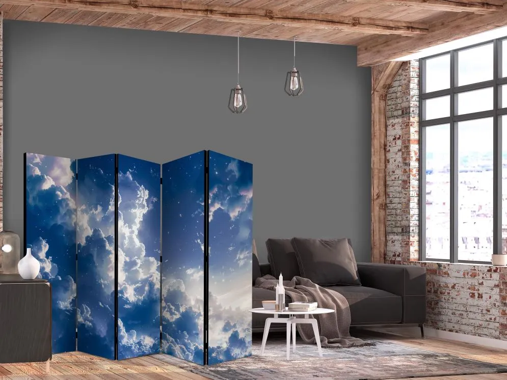 Parawan dwustronny Pejzaże 225x172 cm 5-częściowy niebieski | MIRAT.