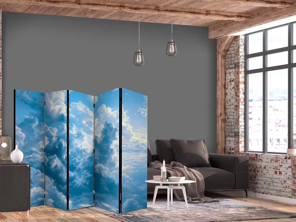 Parawan akustyczny Pejzaże 225x172 cm 5-częściowy niebieski | MIRAT.