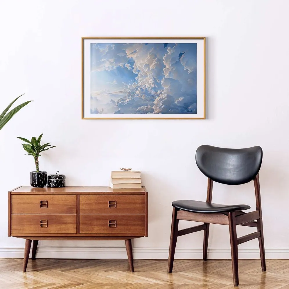 Plakat Obrazy na niebie 30x21 cm z ramą złotą z marginesem | MIRAT.
