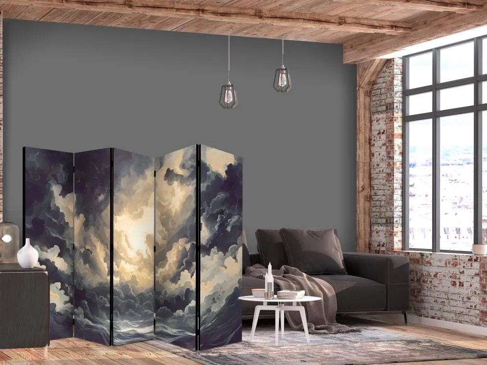 Parawan dwustronny Pejzaże 225x172 cm 5-częściowy szary | MIRAT.