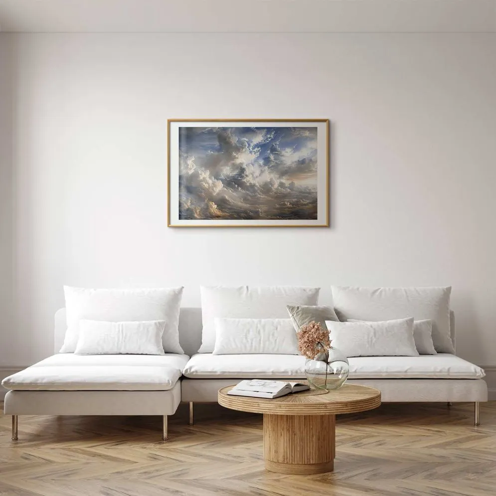 Plakat Refleksy na chmurach 30x21 cm z ramą złotą z marginesem | MIRAT.