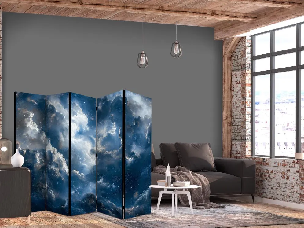 Parawan dwustronny Pejzaże 225x172 cm 5-częściowy niebieski | MIRAT.
