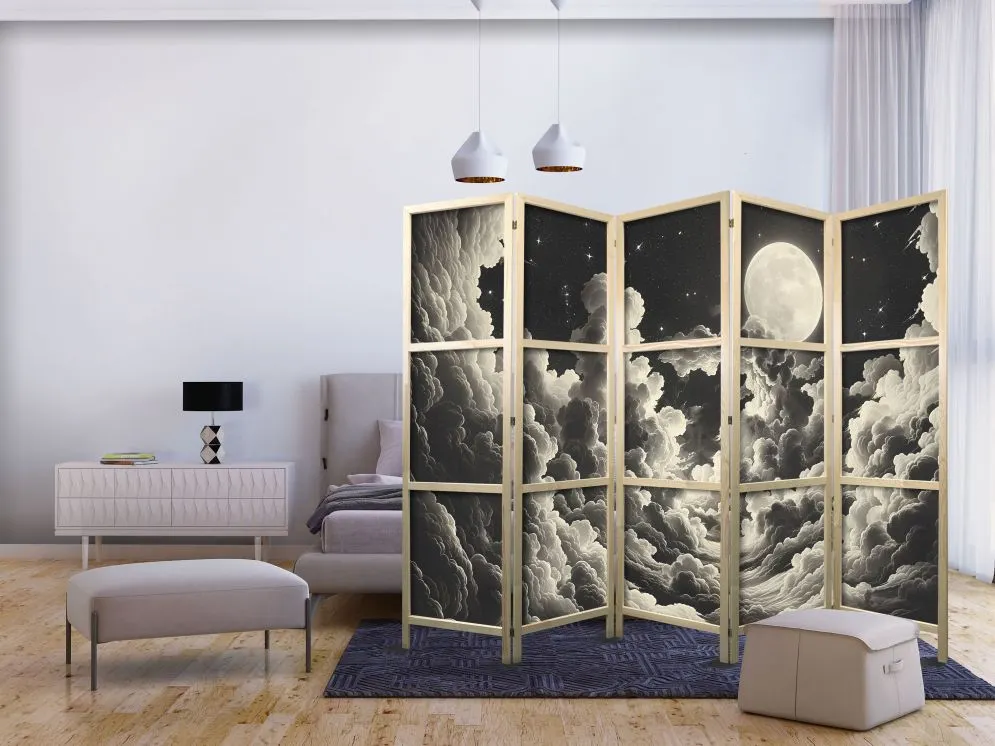 Parawan japoński Tła i desenie 225x172 cm 5-częściowy biały | MIRAT.