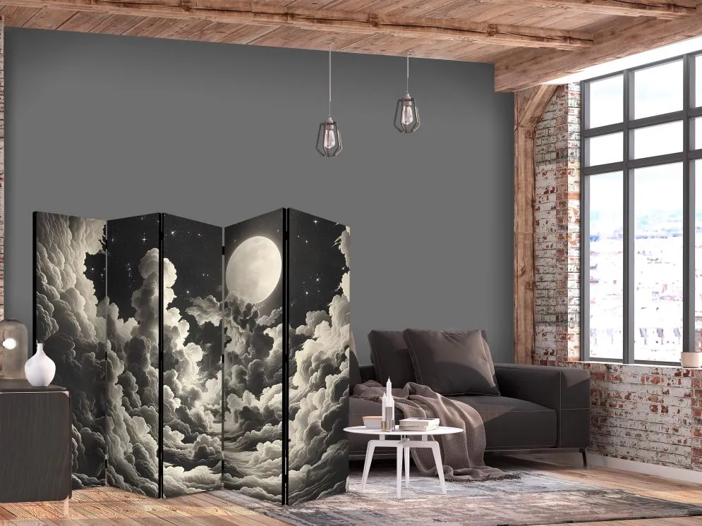 Parawan akustyczny Pejzaże 225x172 cm 5-częściowy biały | MIRAT.
