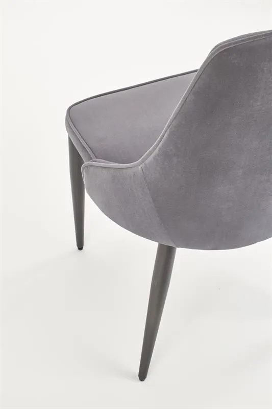 Krzesło K365 VELVET szare z metalowymi nogami do salonu | MIRAT. w stylu GLAMOUR kolekcja