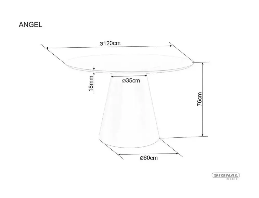 Stół z okrągłym blatem ANGEL 120 cm Dąb / Czarny |MIRAT
