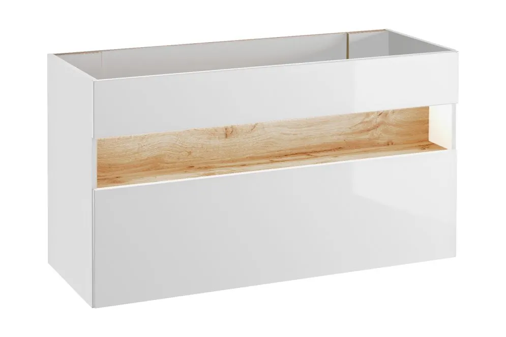 Szafka pod umywalkę BAHAMA120 cm biała połysk wisząca duża | MIRAT. w stylu  kolekcja BAHAMA