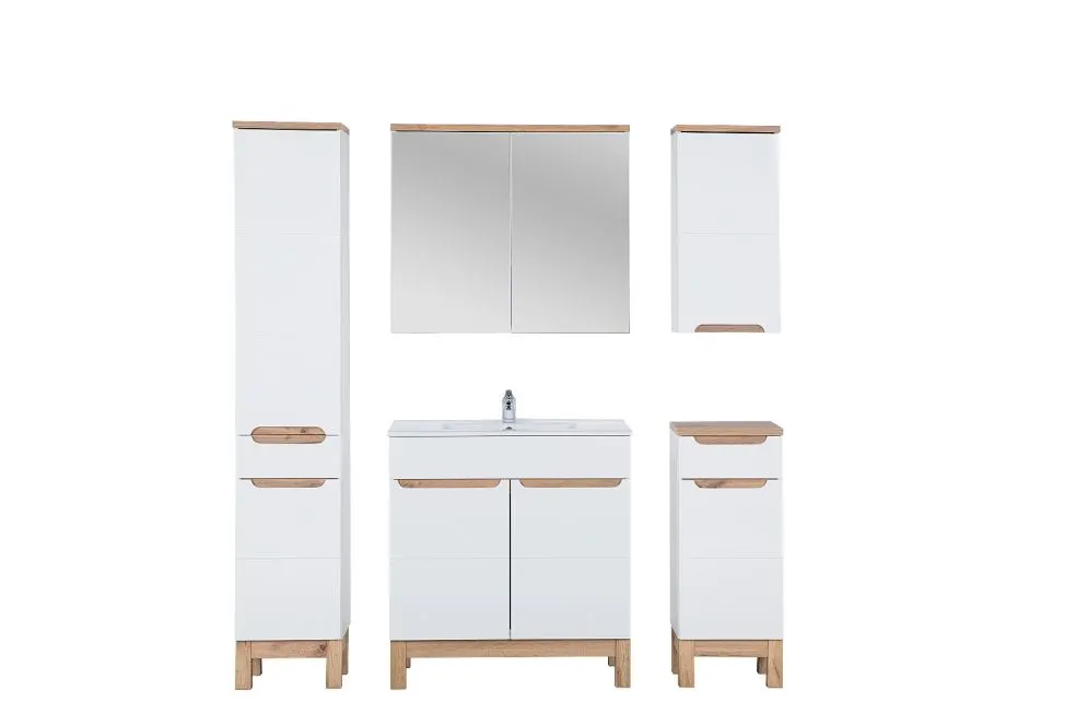 Szafka pod umywalkę BALI 80 cm biały połysk stojąca | MIRAT. w stylu  kolekcja BALI
