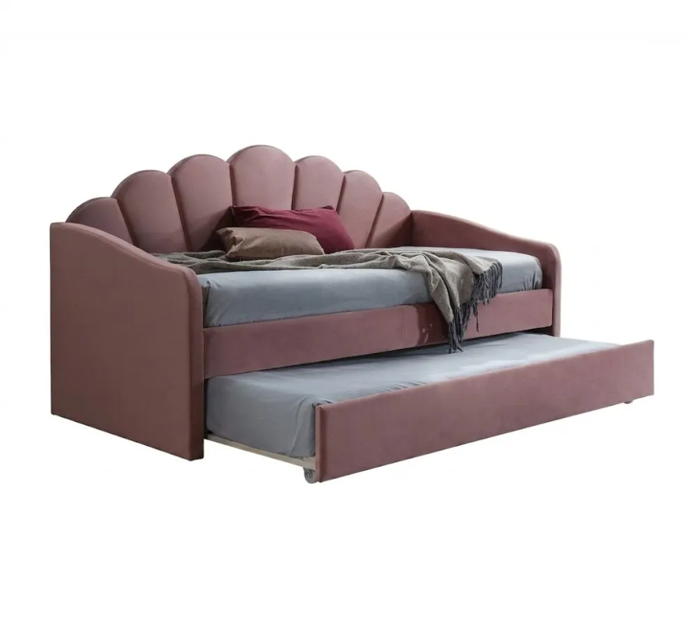 Łóżko tapicerowane BELLA VELVET 90x200 antyczny róż do sypialni | MIRAT. styl GLAMOUR