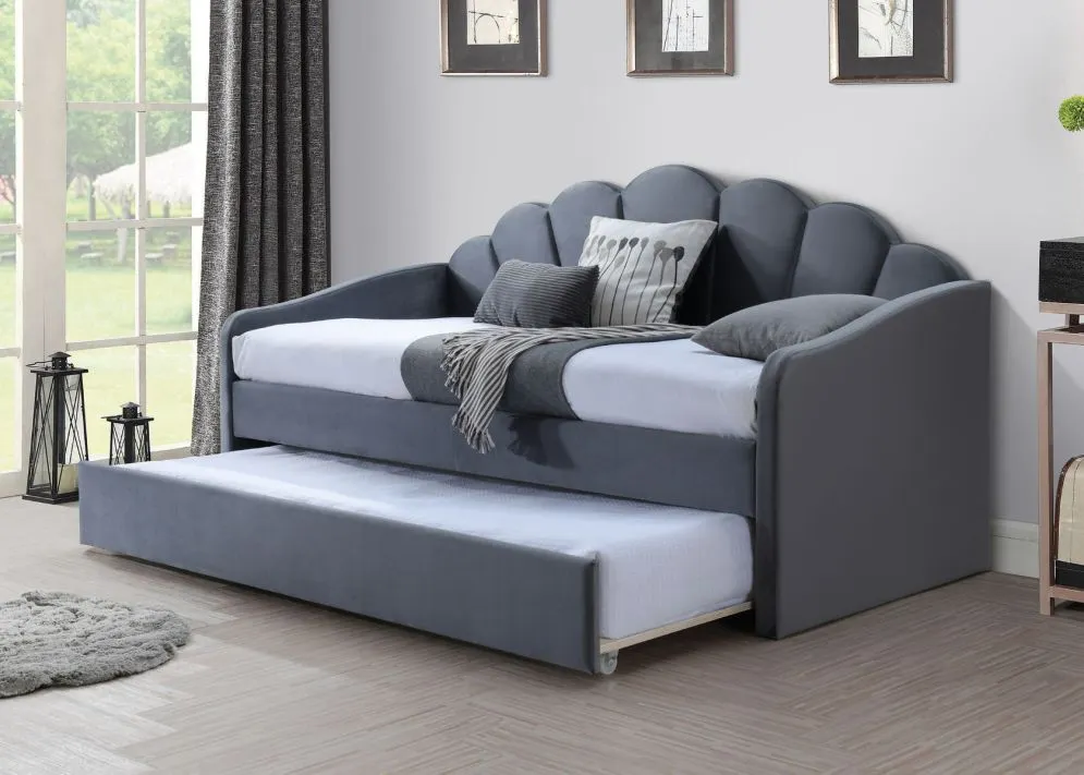 Łóżko tapicerowane BELLA VELVET 90 szare rozsuwane welurowe | MIRAT. styl GLAMOUR