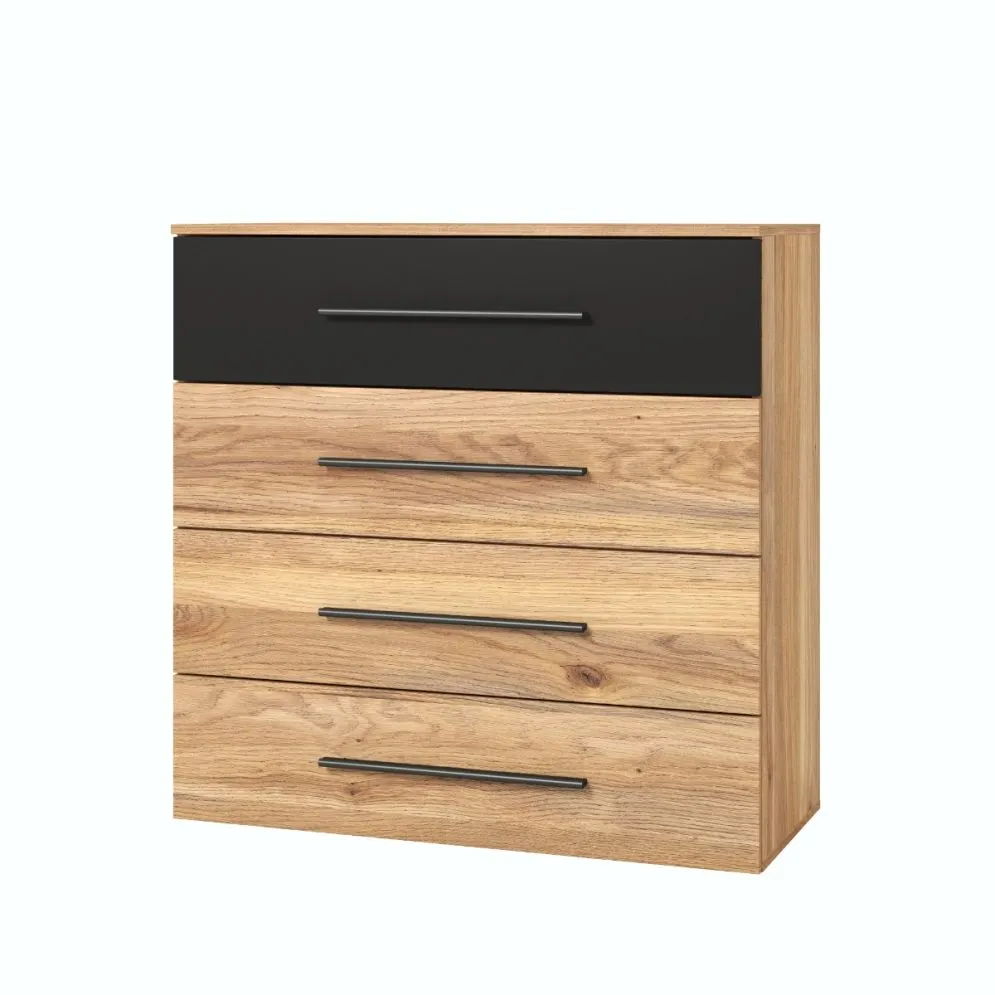 Komoda BETA 4S 91cm dąb muavella/czarna loftowa I sklep meblowy MIRAT. styl LOFT