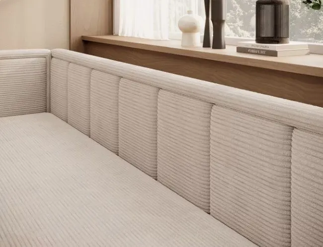 Sofa rozkładana z funkcją spania FULGEO beżowa lewa do salonu I sklep meblowy MIRAT.