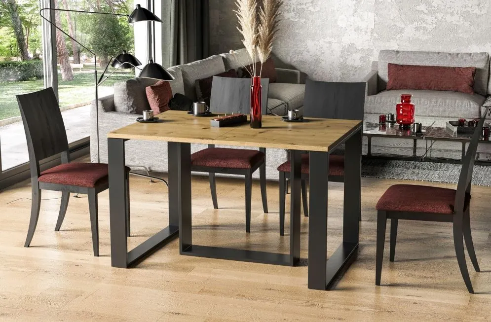 Stół rozkładany BORYS 130(250)x80 dąb artisan w stylu industrialnym I sklep meblowy MIRAT. styl LOFT