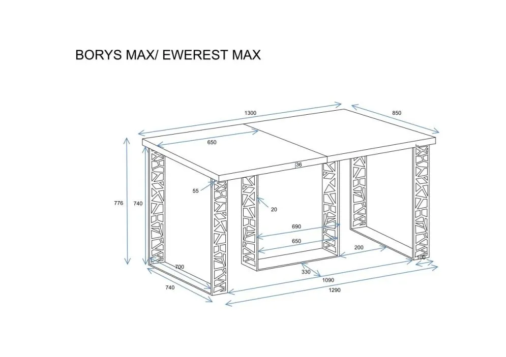 Stół rozkładany BORYS MAX 130(250)x85 dąb artisan nowoczesny I sklep meblowy MIRAT. styl LOFT