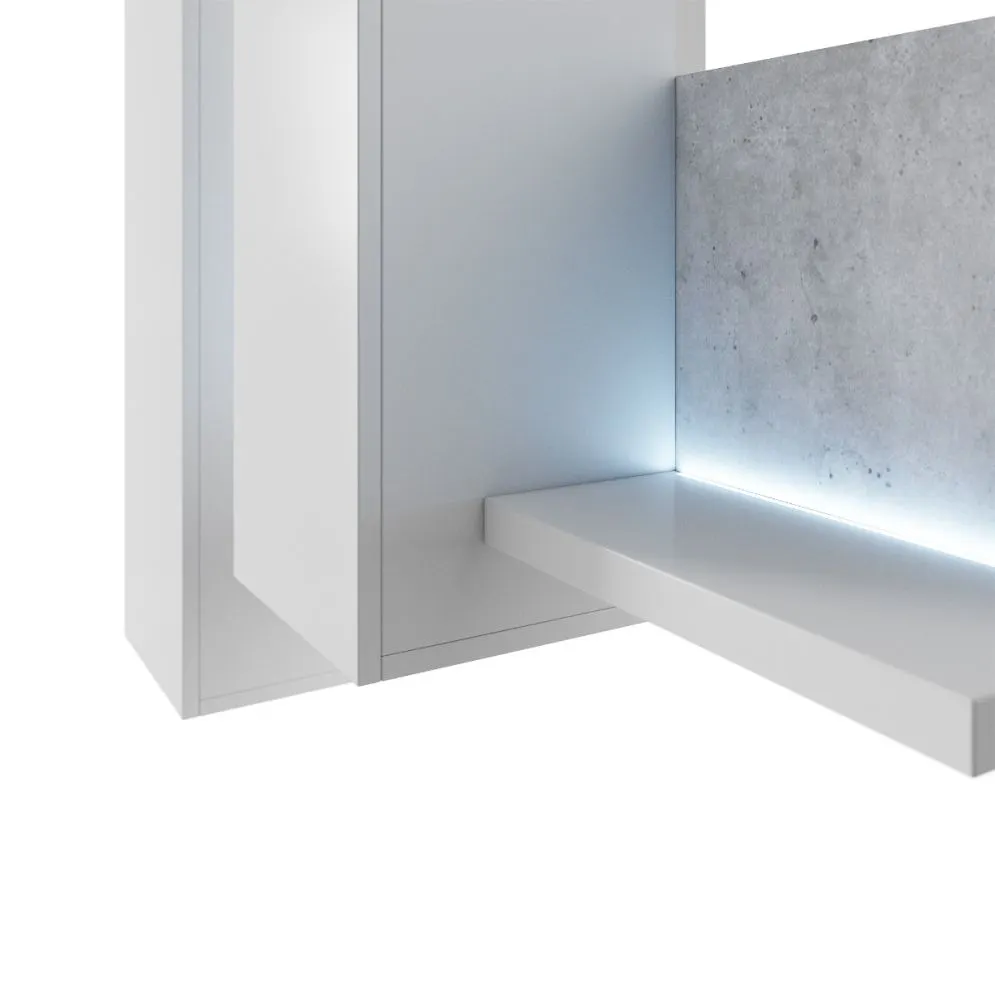 Witryna wisząca BOTA biała/beton colorado HELVETIA | MIRAT. styl LOFT kolekcja BOTA