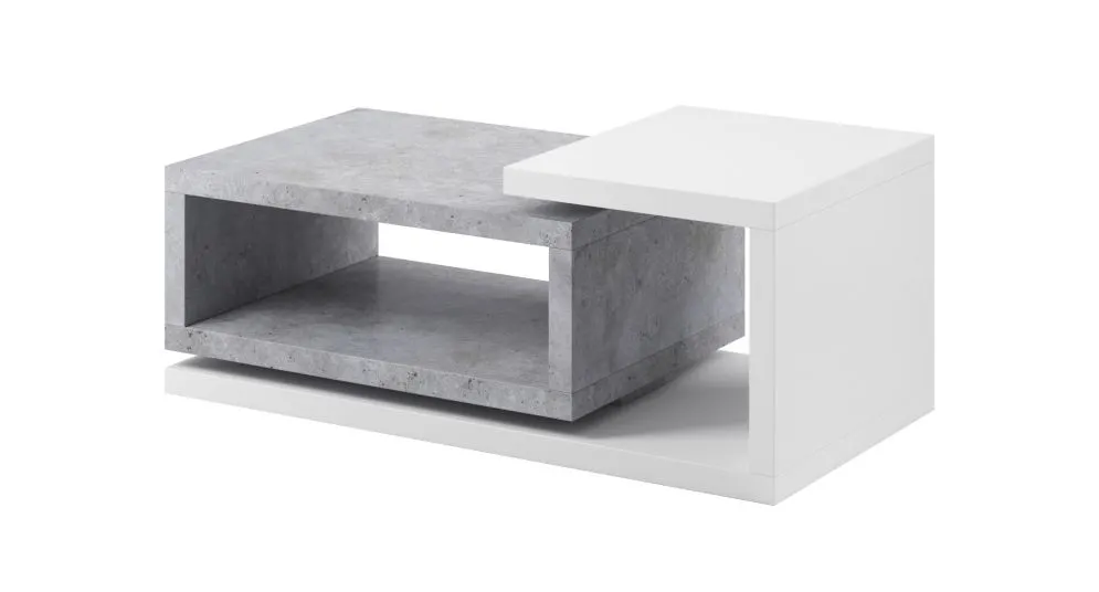 Stolik kawowy BOTA 120x60 biały/beton colorado HELVETIA | MIRAT. styl LOFT kolekcja BOTA