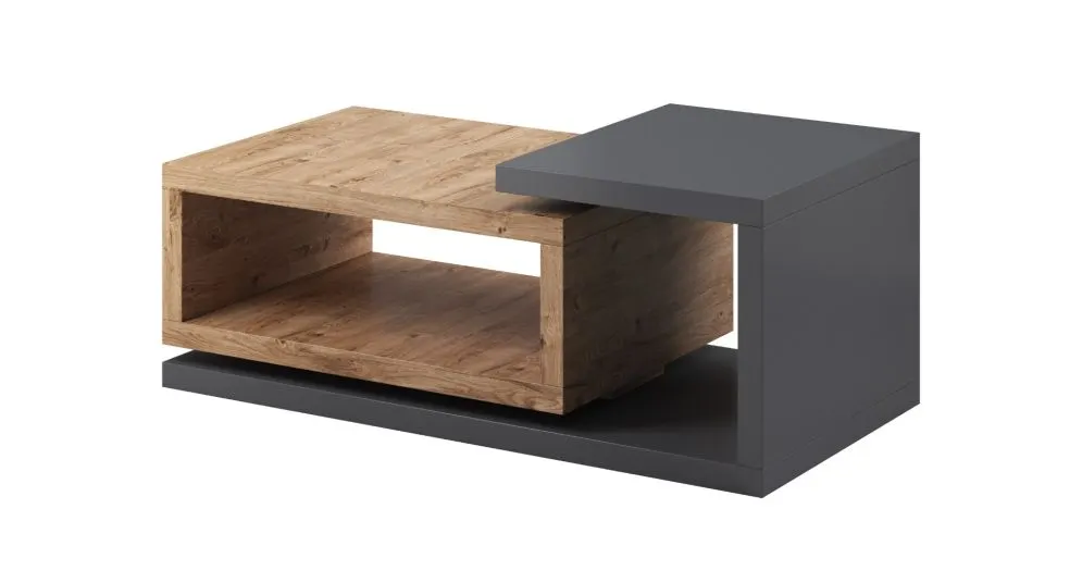 Stolik kawowy BOTA 120x60 antracyt/dąb ribbec HELVETIA | MIRAT. styl LOFT kolekcja BOTA