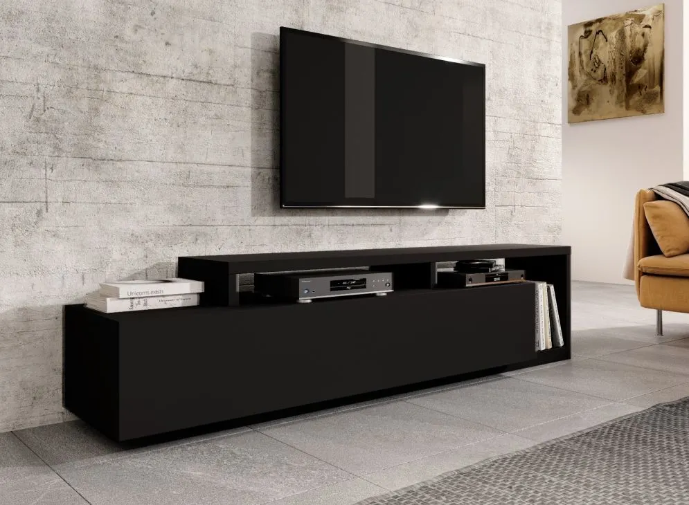 Szafka RTV BOTA 219 czarna supermat HELVETIA | MIRAT. styl LOFT kolekcja BOTA