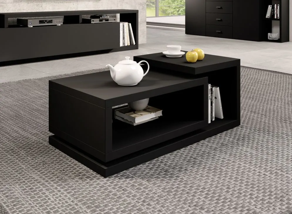 Stolik kawowy BOTA 120x60 czarny supermat HELVETIA | MIRAT. styl LOFT kolekcja BOTA
