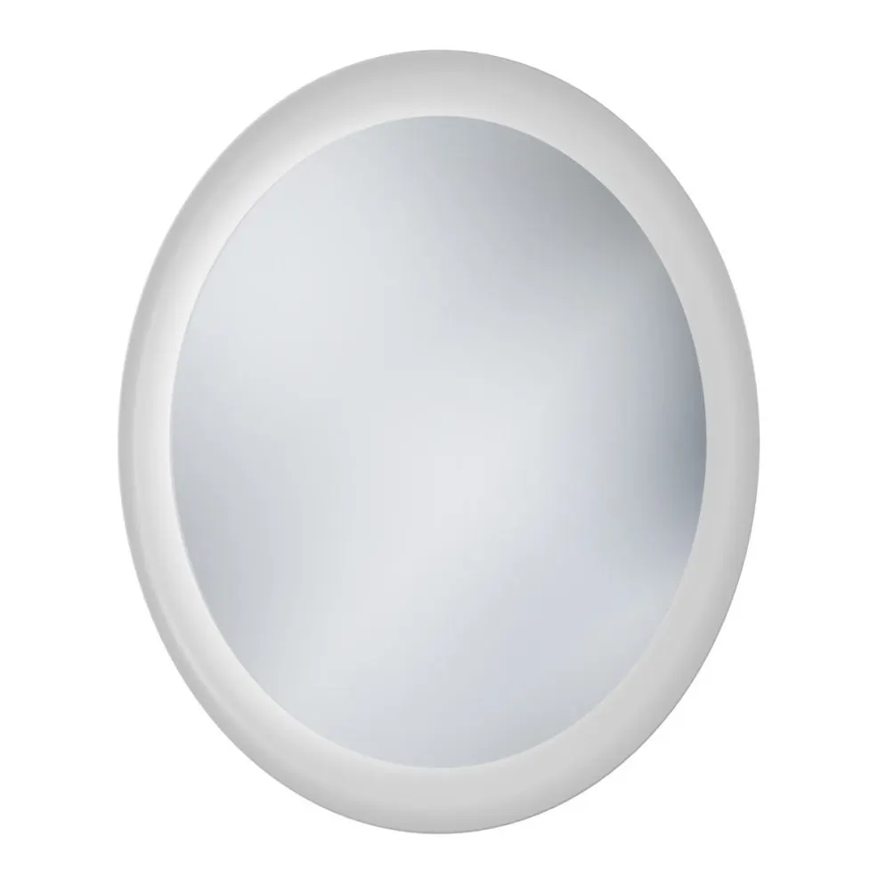 Lustro łazienkowe okrągłe LED BRILLO 60 cm w białej metalowej ramie | MIRAT