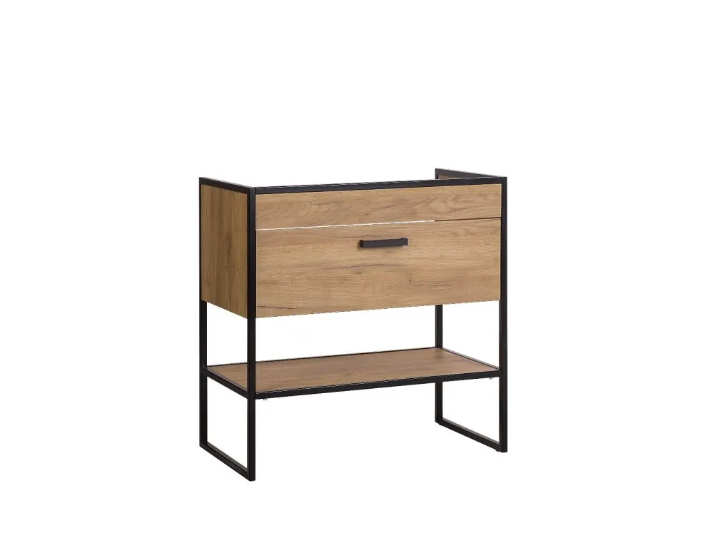 Szafka pod umywalkę BROOKLIN 80 cm dąb craft złoty stojąca szeroka loft | MIRAT. w stylu LOFT kolekcja BROOKLIN