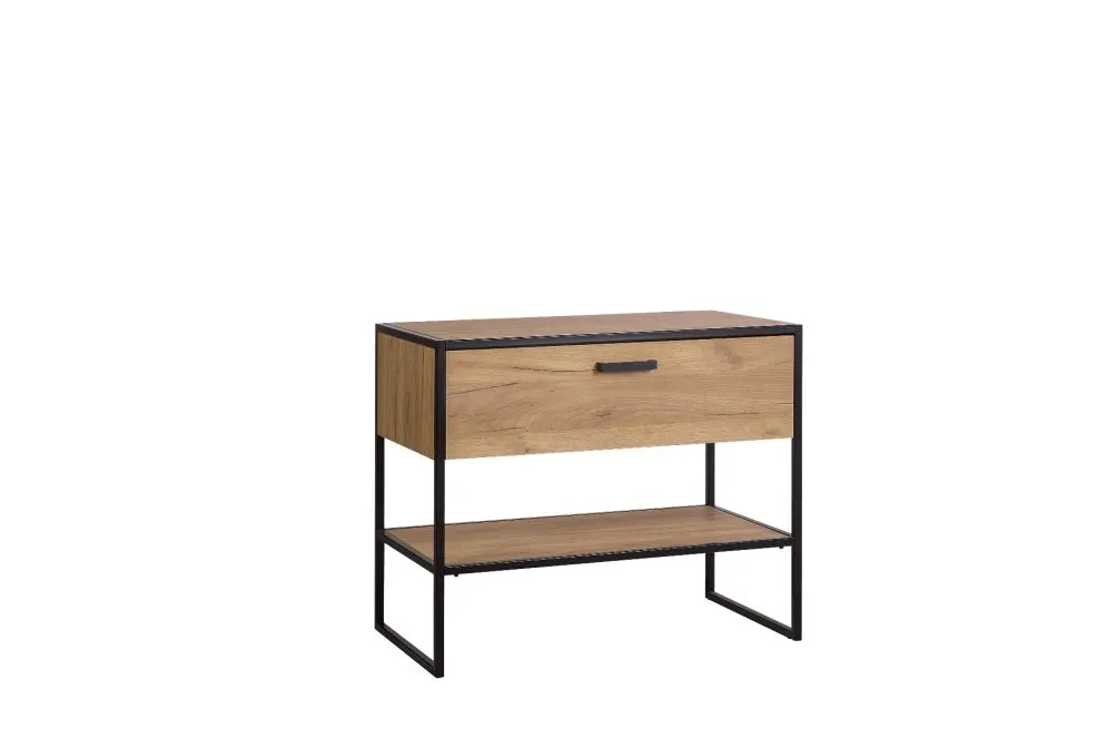 Szafka pod umywalkę nablatową BROOKLIN 90 cm dąb craft złoty stojąca | MIRAT. w stylu LOFT kolekcja BROOKLIN