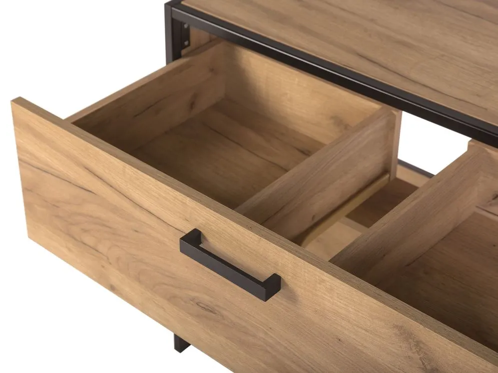 Szafka pod umywalkę nablatową BROOKLIN 90 cm dąb craft złoty stojąca | MIRAT. w stylu LOFT kolekcja BROOKLIN