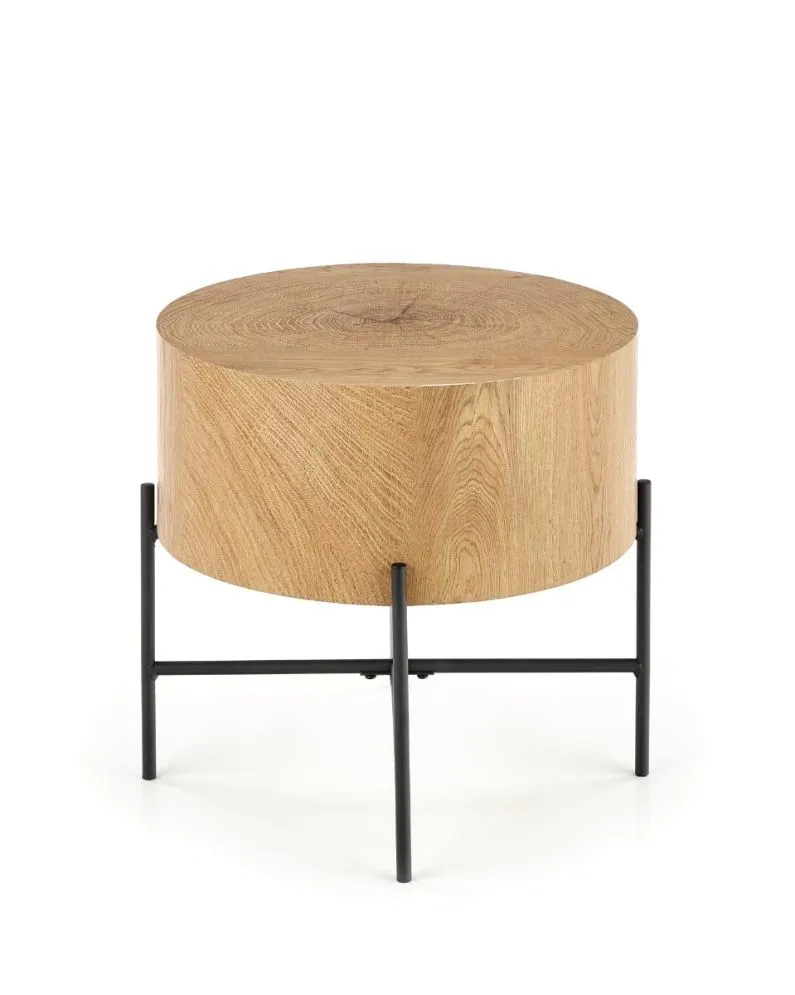 Stolik kawowy BROOKLYN S 45x45 dąb/czarna do salonu w stylu industrialnym | MIRAT. styl LOFT