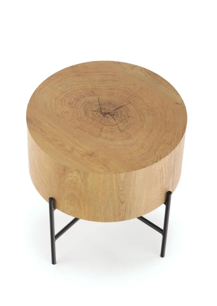 Stolik kawowy BROOKLYN S 45x45 dąb/czarna do salonu w stylu industrialnym | MIRAT. styl LOFT